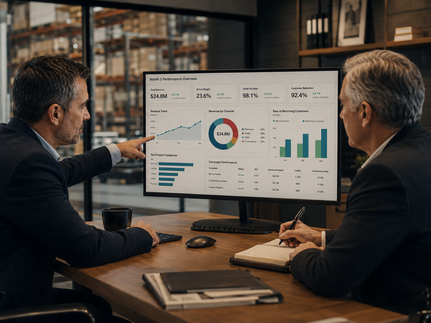 Executive reviewing analytics dashboard