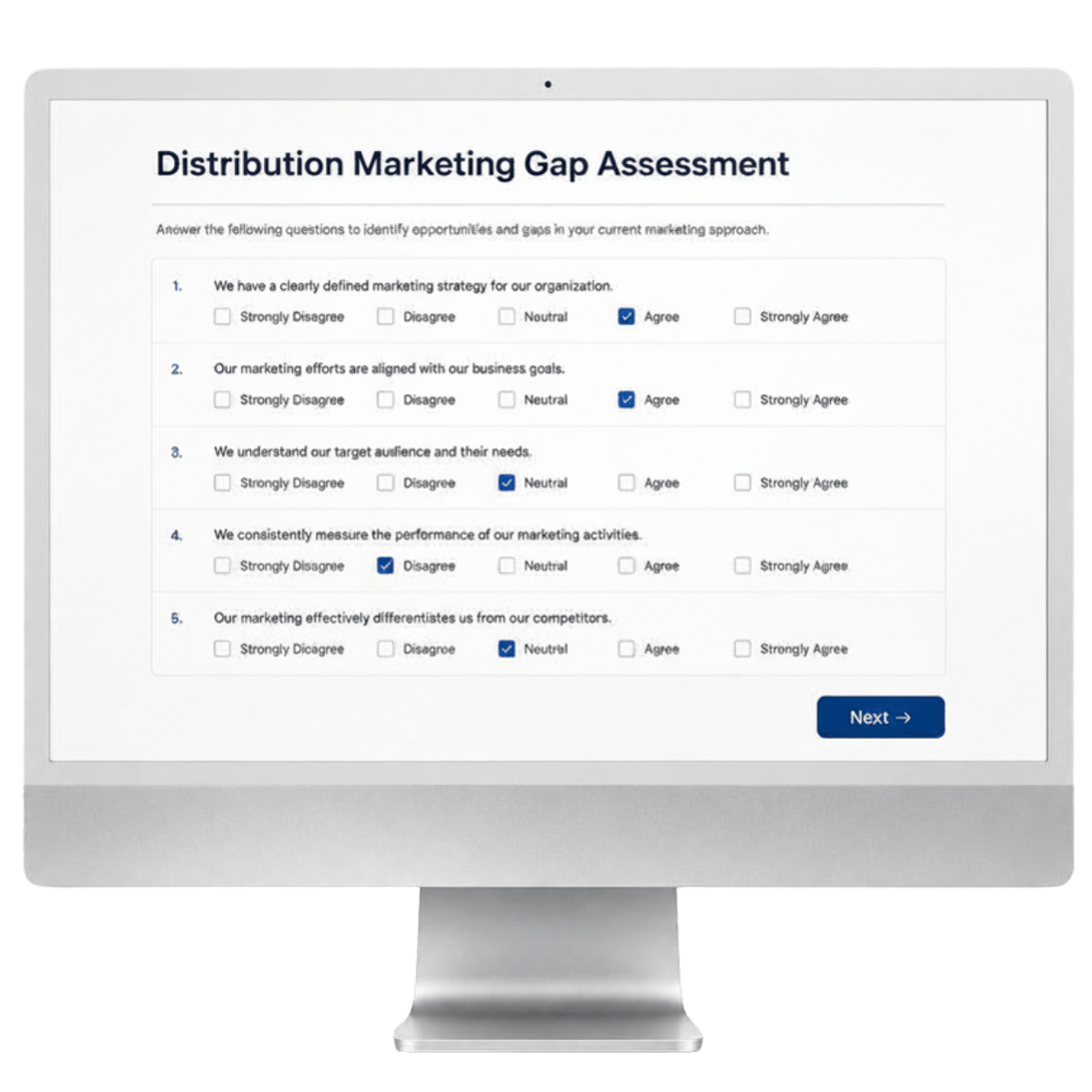 Distribution Marketing Gap Assessment on a computer screen