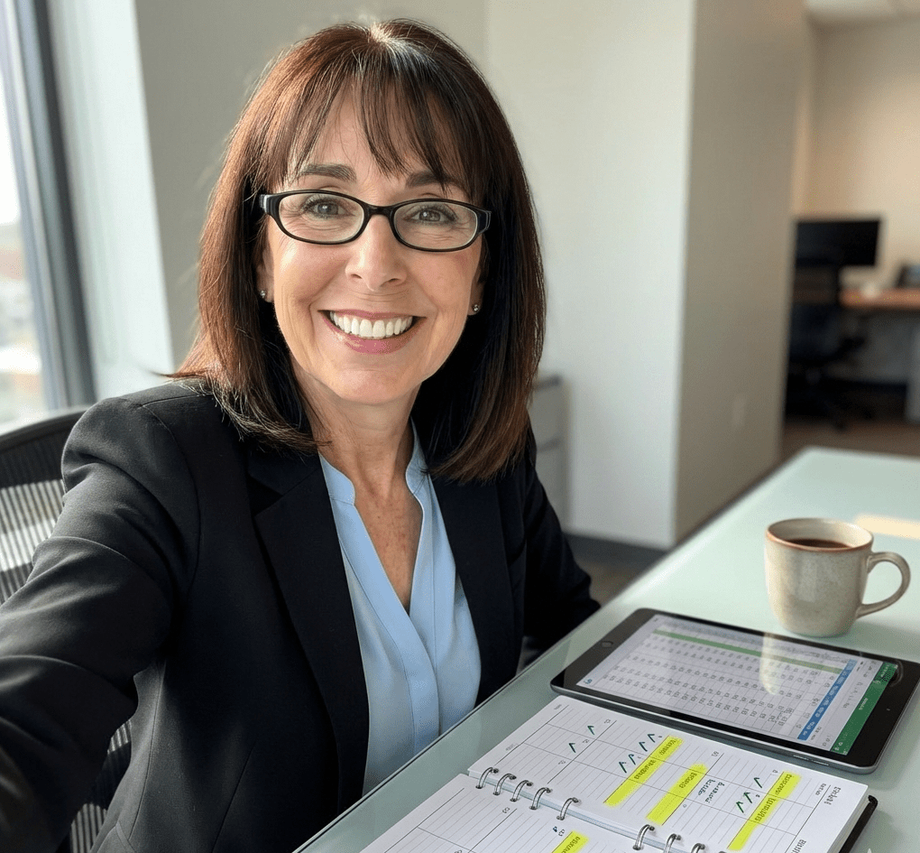 Susan Merlo at her computer